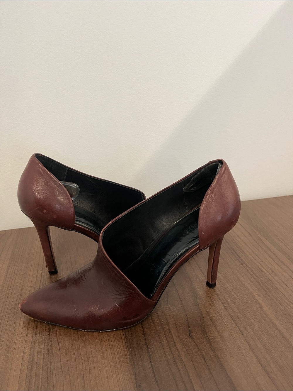 Women's Pointed Toe High Heel Booties - Burgundy